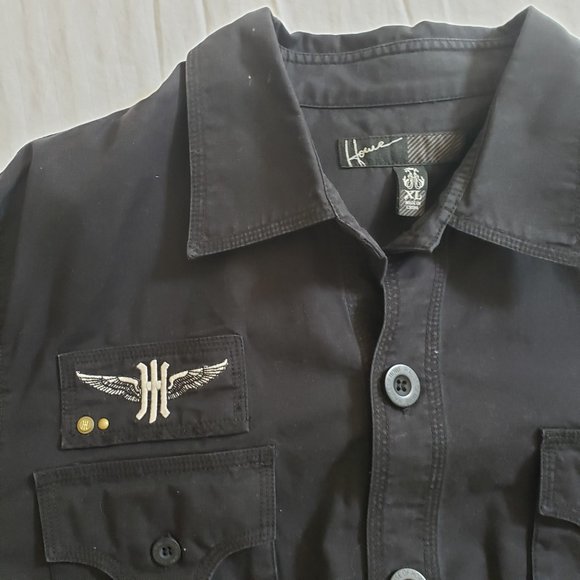 Howe XL Button Down Embroidered Black Shirt Fugitives Ride - Picture 3 of 7